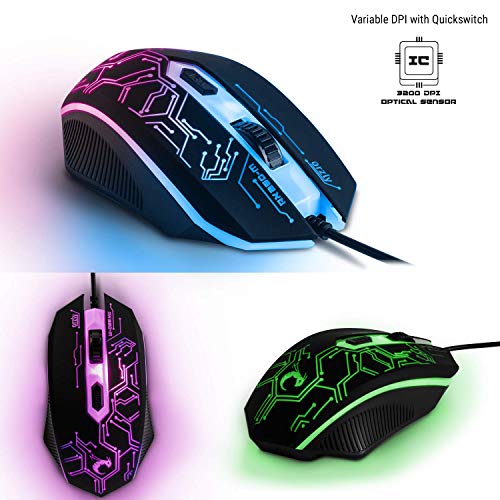 Gaming Keyboard and Mouse and Mouse pad and Gaming Headset, Wired LED RGB Backlight Bundle for PC Gamers and Xbox and PS4 Users - 4 in 1 Edition Hornet RX-250 - Game-Savvy