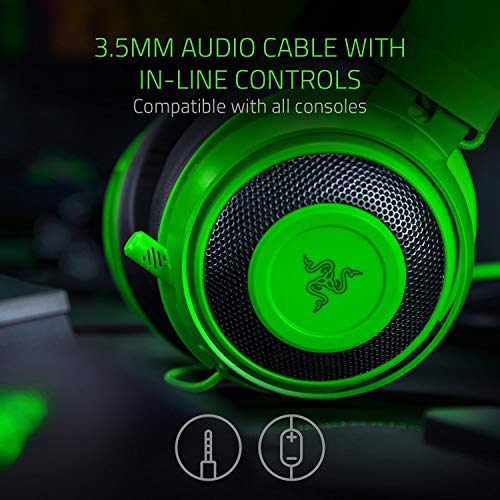 Razer Kraken Gaming Headset: Lightweight Aluminum Frame, Retractable Noise Isolating Microphone, For PC, PS4, PS5, Switch, Xbox One, Xbox Series X & S, Mobile, 3.5 mm Audio Jack – Green - Game-Savvy