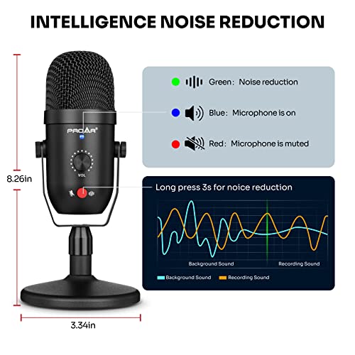 Podcast Microphone for Phone/Pad/PS4,Condenser Recording USB Microphone for Computer,Metal PC Microphone for Gaming,ASMR,YouTube,Streaming Mic Kit with Noise Cancelling for Laptop MAC or Windows - Game-Savvy