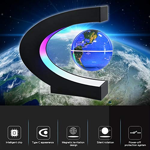 Magnetic Levitation Globe with LED Light, Cool Gadgets Floating Lamp Globe Decor, Cool Tech Gifts for Men/Father/Husband/Boyfriend/Kids/Boss, Great Technology Graduation Gifts (Blue) - Game-Savvy