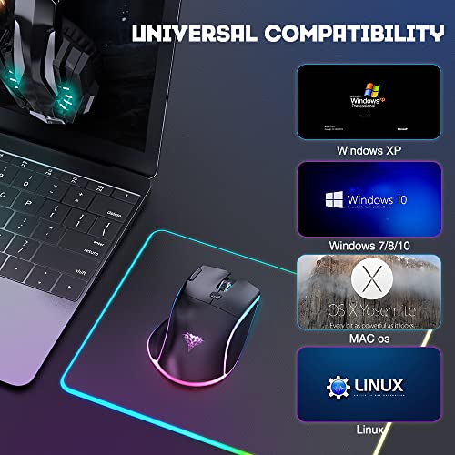 BENGOO KM-2 Wireless Gaming Mouse, Computer Mouse USB Wireless Mouse with 7 Programmed Buttons 3 Adjustable DPI RGB Backlits Rapid Fire Button, Ergonomic Optical Gamer Mice for Windows PC Mac - Game-Savvy