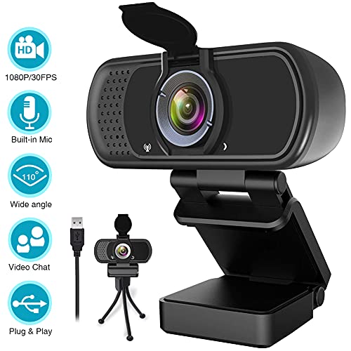 1080P Webcam,Live Streaming Web Camera with Stereo Microphone, Desktop or Laptop USB Webcam with 110 Degree View Angle, HD N5 Webcam for Video Calling, Recording, Conferencing, Streaming, Gaming - Game-Savvy