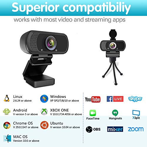 1080P Webcam,Live Streaming Web Camera with Stereo Microphone, Desktop or Laptop USB Webcam with 110 Degree View Angle, HD N5 Webcam for Video Calling, Recording, Conferencing, Streaming, Gaming - Game-Savvy