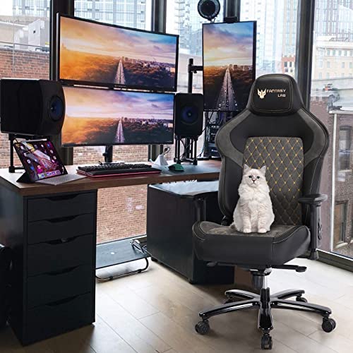 FANTASYLAB Big and Tall Gaming Chair 440lb Metal Base Memory Foam Lumbar Seat Cushion 4D Adjustable Arms Swivels & Reclines Ergonomic High-Back Racing Computer Gaming Chair - Game-Savvy