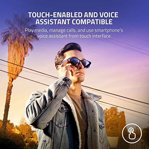 Razer Anzu Smart Glasses: Blue Light Filtering & Polarized Sunglass Lenses - Low Latency Audio - Built-in Mic & Speakers - Touch & Voice Assistant Compatible - 5hrs Battery - Rectangle/Large - Game-Savvy