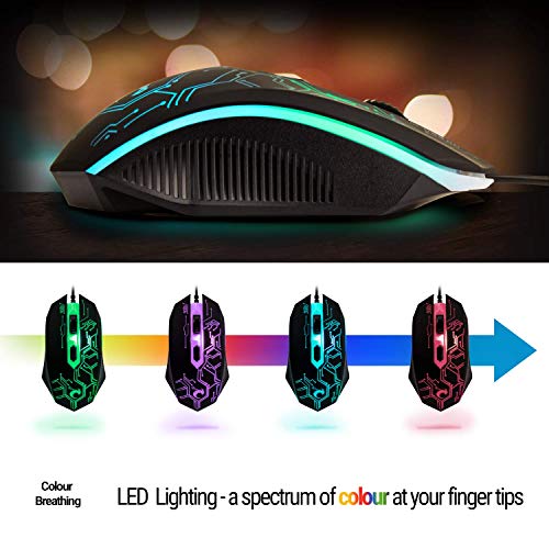 Gaming Keyboard and Mouse and Mouse pad and Gaming Headset, Wired LED RGB Backlight Bundle for PC Gamers and Xbox and PS4 Users - 4 in 1 Edition Hornet RX-250 - Game-Savvy