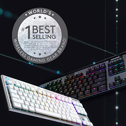 Logitech G915 TKL Tenkeyless Lightspeed Wireless RGB Mechanical Gaming Keyboard, Low Profile Switch Options, Lightsync RGB, Advanced Wireless and Bluetooth Support - Tactile - Game-Savvy