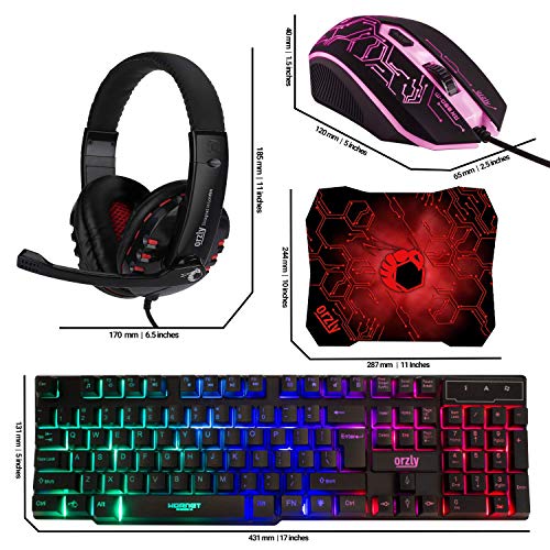 Gaming Keyboard and Mouse and Mouse pad and Gaming Headset, Wired LED RGB Backlight Bundle for PC Gamers and Xbox and PS4 Users - 4 in 1 Edition Hornet RX-250 - Game-Savvy