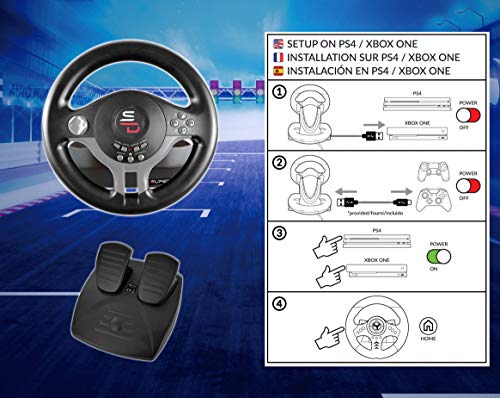 Superdrive - racing Driving Wheel with pedals and gearshift paddles for nintendo Switch - Ps4 - Xbox One - PC - Ps3 - Game-Savvy