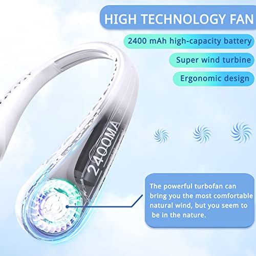 Nhpoi hpoi Portable Neck Fan,Wearable Bladeless Hands-Free Fan,Quiet Design 3 Speed Fan,Rechargeable,Leafless,Headphone Design,360° Surround Faster Cooling Fan for Indoor,Outdoor 2023-White - Game-Savvy