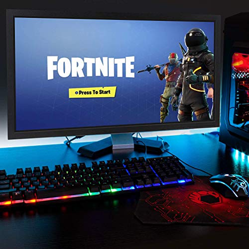 Gaming Keyboard and Mouse and Mouse pad and Gaming Headset, Wired LED RGB Backlight Bundle for PC Gamers and Xbox and PS4 Users - 4 in 1 Edition Hornet RX-250 - Game-Savvy