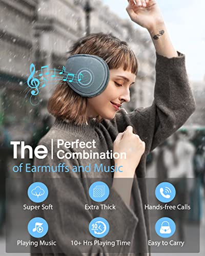 MUSICOZY Bluetooth Ear Muffs for Winter Women Men Kids Girls, Ear Warmers Wireless EarMuffs Headphones, Built-in HD Speakers and Microphone with Carry Bag for Biking Running Cool Tech Gadgets Gifts - Game-Savvy