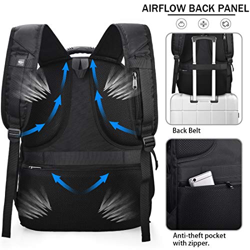 NUBILY Laptop Backpack 17 Inch Waterproof Extra Large TSA Travel Backpack Anti Theft College Business Mens Backpacks with USB Charging Port 17.3 Gaming Computer Backpack for Women Men Black 45L - Game-Savvy