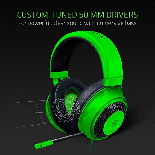 Razer Kraken Gaming Headset: Lightweight Aluminum Frame, Retractable Noise Isolating Microphone, For PC, PS4, PS5, Switch, Xbox One, Xbox Series X & S, Mobile, 3.5 mm Audio Jack – Green - Game-Savvy