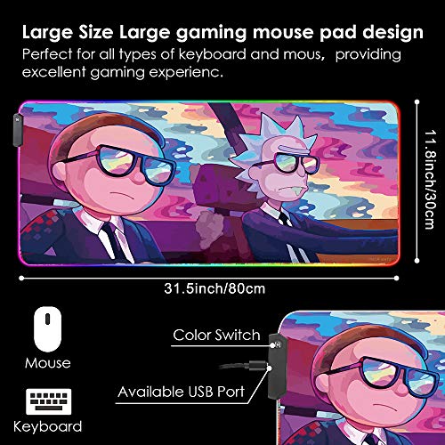 Envysun RGB Mouse Pad LED Light Gaming Mouse Pad with Rubber Base Colorful Computer Carpet Desk Mat for PC Laptop (31.5 11.8 inch) (80x30 rgmomo) - Game-Savvy