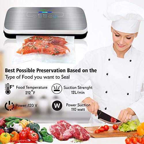NutriChef PKVS Sealer | Automatic Vacuum Air Sealing System Preservation w/Starter Kit | Compact Design | Lab Tested | Dry & Moist Food Modes | Led Indicator Lights, 12", Silver - Game-Savvy