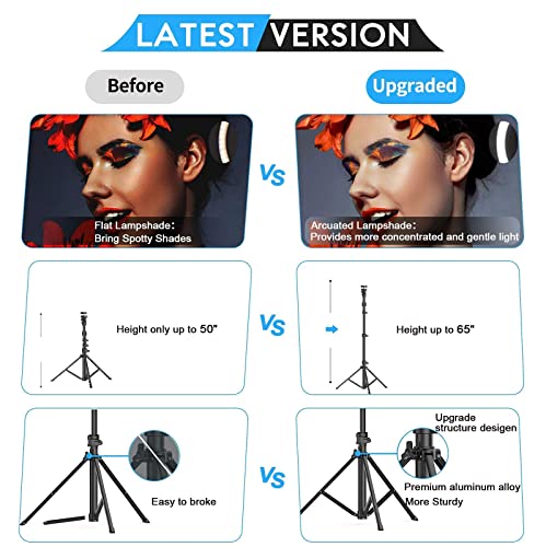 Kaiess 10.2" Selfie Ring Light with 65" Adjustable Tripod Stand & Phone Holder for Live Stream/Makeup, Upgraded Dimmable LED Ringlight for Tiktok/YouTube/Zoom Meeting/Photography - Game-Savvy