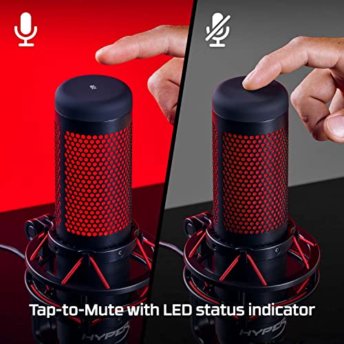 HyperX QuadCast - USB Condenser Gaming Microphone, for PC, PS4, PS5 and Mac, Anti-Vibration Shock Mount, Four Polar Patterns, Pop Filter, Gain Control, Podcasts, Twitch, YouTube, Discord, Red LED - Game-Savvy