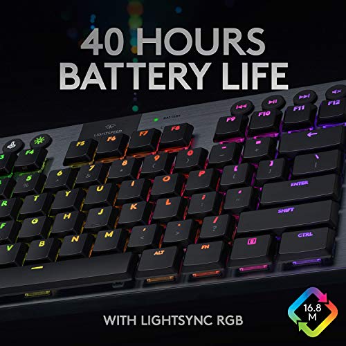 Logitech G915 TKL Tenkeyless Lightspeed Wireless RGB Mechanical Gaming Keyboard, Low Profile Switch Options, Lightsync RGB, Advanced Wireless and Bluetooth Support - Tactile - Game-Savvy