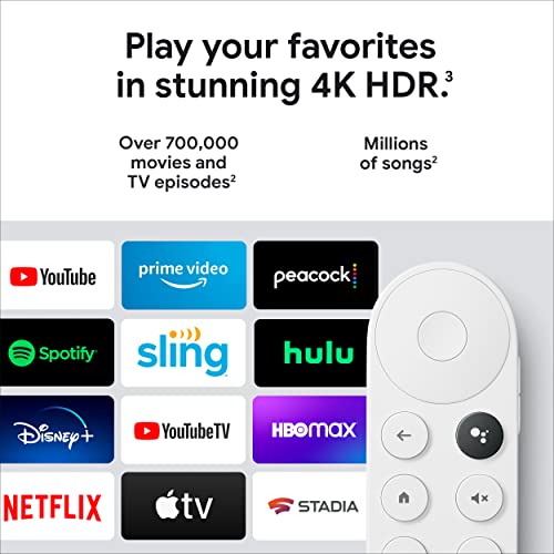 Google Chromecast with Google TV (4K)- Streaming Stick Entertainment with Voice Search - Watch Movies, Shows, and Live TV in 4K HDR - Snow - Game-Savvy