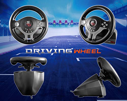 Superdrive - racing Driving Wheel with pedals and gearshift paddles for nintendo Switch - Ps4 - Xbox One - PC - Ps3 - Game-Savvy