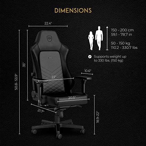 noblechairs Hero Gaming Chair/Office Chair with Lumbar Support, PU Faux Leather, Black - Game-Savvy