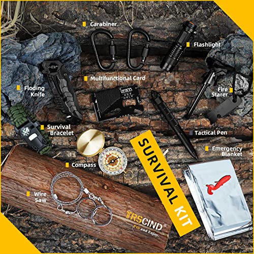 Gifts for Men Dad Husband, Survival Kit 14 in 1, Survival Gear and Equipment, Christmas Stocking Stuffers Fishing Hunting Birthday Gifts for Him Boyfriend Teen Boy Women, Cool Gadgets - Game-Savvy