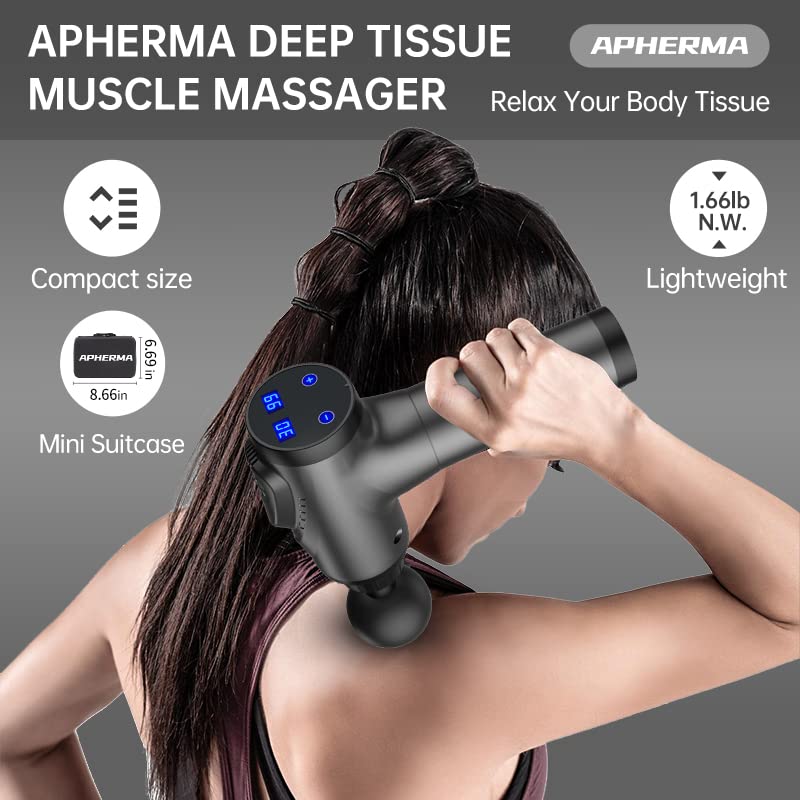 APHERMA Massage Gun, Muscle Massage Gun for Athletes Handheld Deep Tissue Massager Tool 30 Speed Levels 10 Heads - Game-Savvy