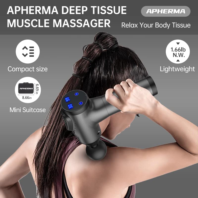 APHERMA Massage Gun, Muscle Massage Gun for Athletes Handheld Deep Tissue Massager Tool 30 Speed Levels 10 Heads - Game-Savvy