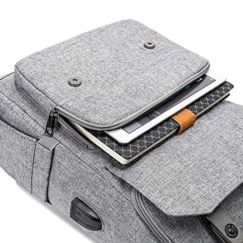 Vintage Backpack Travel Laptop Backpack with usb Charging Port for Women & Men School College Students Backpack Fits 15.6 Inch Laptop Grey - Game-Savvy