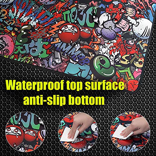HeavySlap XL Gaming Mouse Pad with Graffiti Print, Ultra Wide Gaming Mouse Pad, Hyper Glide Surface, Long Mouse pad, Anti-Slip Padded Rubber Base, Vibrant Graffiti Pattern 35.5 inch Wide - Game-Savvy