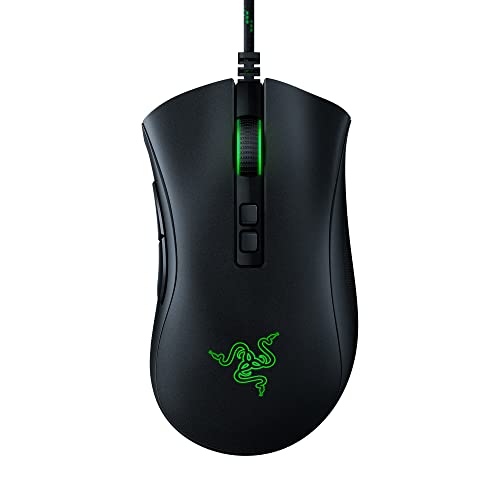 Razer DeathAdder V2 Special Edition Gaming Mouse: 20K DPI Optical Sensor - 2nd Gen Faster Optical Switch - 8 Programmable Buttons - Rubberized Side Grips - Ergonomic Design - Green Speedflex Cable - Game-Savvy