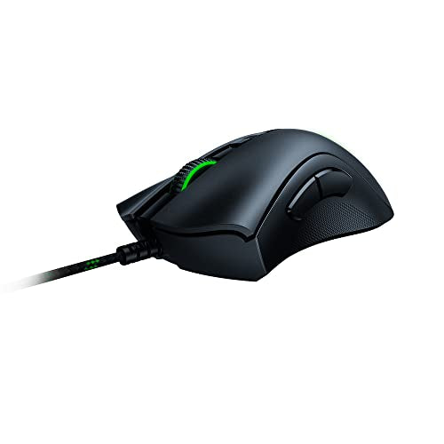 Razer DeathAdder V2 Special Edition Gaming Mouse: 20K DPI Optical Sensor - 2nd Gen Faster Optical Switch - 8 Programmable Buttons - Rubberized Side Grips - Ergonomic Design - Green Speedflex Cable - Game-Savvy