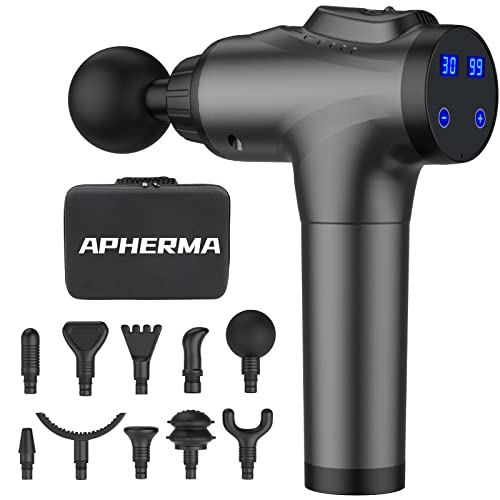 APHERMA Massage Gun, Muscle Massage Gun for Athletes Handheld Deep Tissue Massager Tool 30 Speed Levels 10 Heads - Game-Savvy