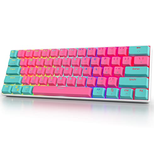 clix keyboard - Owpkeenthy 60% Wireless Gaming Keyboard Mechanical, RGB Bluetooth Compact Mini Keyboard with Backlit PBT Keycaps for MAC PC Gamer (Blue Switch/Miami) - Game-Savvy