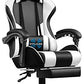 GTPLAYER Gaming Chair, Computer with Footrest and Lumbar Support Height Adjustable with 360°-Swivel Seat and Headrest for Office or Gaming (White) - Game-Savvy