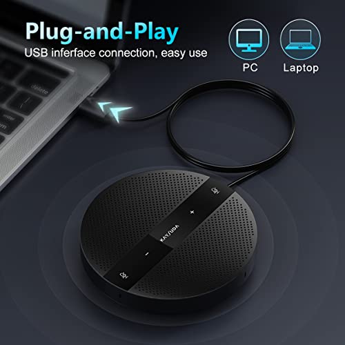 Kaysuda USB Speaker Phone 360° Omnidirectional Microphone Portable Conference Speakerphone Echo Cancellation for Skype Business of Microsoft Lync, VoIP Calls, Webinar, Phone, Call Center, Recording - Game-Savvy