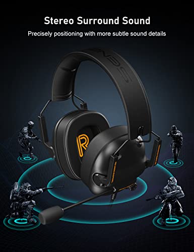 SENZER SG500 Surround Sound Pro Gaming Headset with Noise Cancelling Microphone - Detachable Memory Foam Ear Pads - Portable Foldable Headphones for PC, PS4, PS5, Xbox One, Switch - Game-Savvy