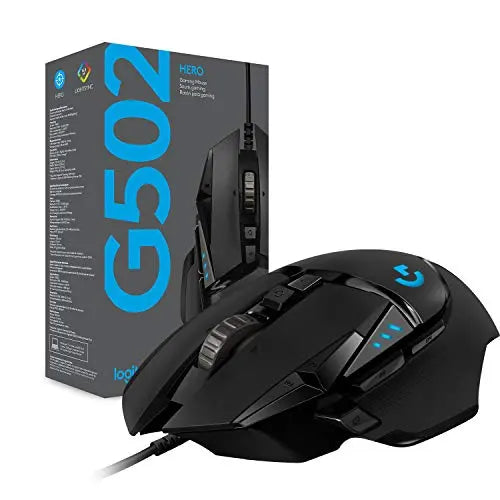 Logitech G502 HERO High Performance Wired Gaming Mouse, HERO 25K Sensor, 25,600 DPI, RGB, Adjustable Weights, 11 Programmable Buttons, On-Board Memory, PC / Mac - Game-Savvy