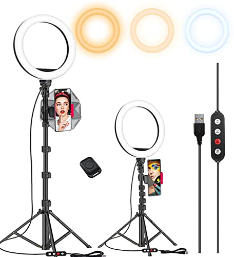 Kaiess 10.2" Selfie Ring Light with 65" Adjustable Tripod Stand & Phone Holder for Live Stream/Makeup, Upgraded Dimmable LED Ringlight for Tiktok/YouTube/Zoom Meeting/Photography - Game-Savvy