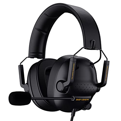 SENZER SG500 Surround Sound Pro Gaming Headset with Noise Cancelling Microphone - Detachable Memory Foam Ear Pads - Portable Foldable Headphones for PC, PS4, PS5, Xbox One, Switch - Game-Savvy