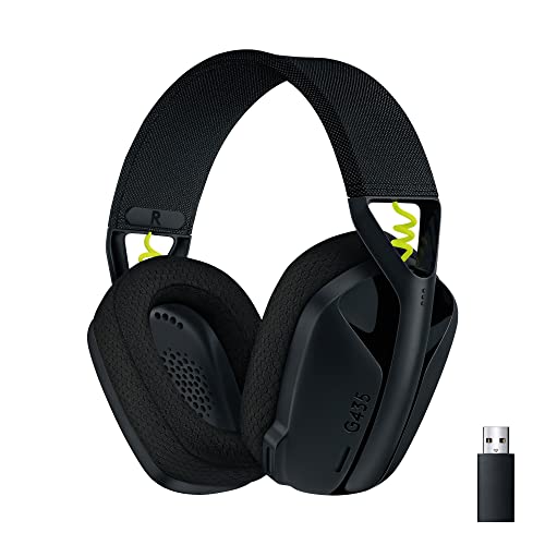 Logitech G435 LIGHTSPEED and Bluetooth Wireless Gaming Headset - Lightweight over-ear headphones, built-in mics, 18h battery, compatible with Dolby Atmos, PC, PS4, PS5, Nintendo Switch, Mobile - Black - Game-Savvy