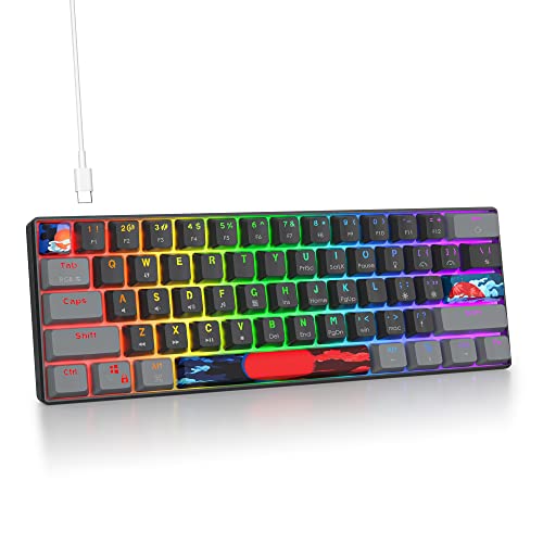 Owpkeenthy Wired 60% Percent Mechanical Gaming Keyboard with Blue Switch Ultra Compact RGB Gaming Keyboard Backlit Keys N-Key Rollover for PC Gamer (Dark/Blue Switch) - Game-Savvy