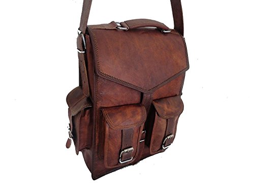 Handmade World Brown Vintage Leather Backpack Laptop Messenger Bag Rucksack Sling for Men Women (12" x 16") - Game-Savvy