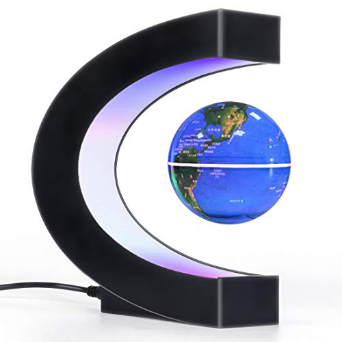 Magnetic Levitation Globe with LED Light, Cool Gadgets Floating Lamp Globe Decor, Cool Tech Gifts for Men/Father/Husband/Boyfriend/Kids/Boss, Great Technology Graduation Gifts (Blue) - Game-Savvy