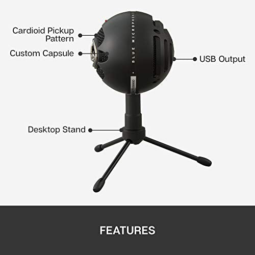 Blue Snowball iCE USB Microphone for PC, Mac, Gaming, Recording, Streaming, Podcasting, with Cardioid Condenser Mic Capsule, Adjustable Desktop Stand and USB cable, Plug 'n Play – Black - Game-Savvy