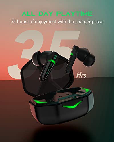 Black Shark Bluetooth Earbuds Wireless Earbuds with 45ms Ultra-Low Latency, Gaming Earbuds with Bluetooth 5.2, Dual Modes, 10mm Driver, 35H Play Time, IPX4 Waterproof, Built-in Mic - Lucifer T1 - Game-Savvy