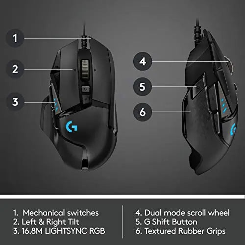 Logitech G502 HERO High Performance Wired Gaming Mouse, HERO 25K Sensor, 25,600 DPI, RGB, Adjustable Weights, 11 Programmable Buttons, On-Board Memory, PC / Mac - Game-Savvy