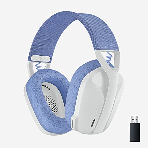 Logitech G435 LIGHTSPEED and Bluetooth Wireless Gaming Headset - Lightweight over-ear headphones, built-in mics, 18h battery, compatible with Dolby Atmos, PC, PS4, PS5, Nintendo Switch, Mobile - White - Game-Savvy