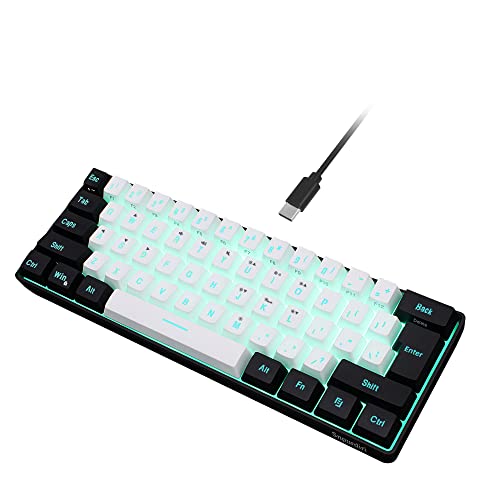 Snpurdiri 60% Wired Gaming Keyboard, RGB Backlit Ultra-Compact Mini Keyboard, Waterproof Small Compact 61 Keys Keyboard for PC/Mac Gamer, Typist, Travel, Easy to Carry on Business Trip(Black-White) - Game-Savvy